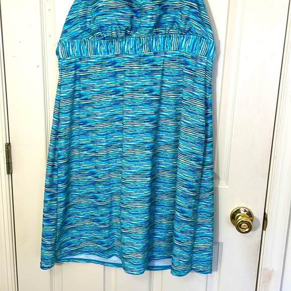 SUMNER SALE🔥🔥 Halter Neck Swim Dress Blue One-Piece Size XXL - Picture 4 of 8